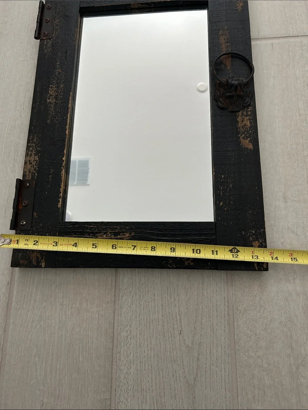 Black Industrial - Rustic 14” x 20” Wood Hanging Mirror